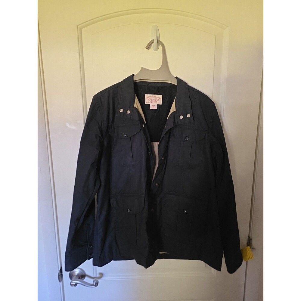 CC Filson USA Made Cargo Field Jacket Medium Canvas Blue Snap Up Vented Vtg